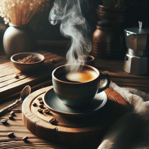 김이 올라오는 커피
