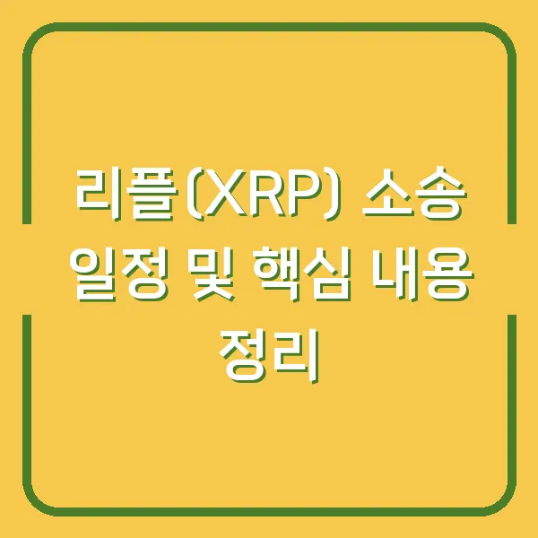 리플(XRP) 소송 일정 및 핵심 내용 정리