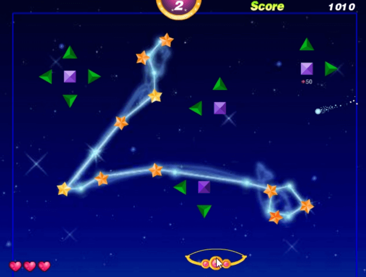 벽공으로-별을-맞추고-점수를-획득하는-화면