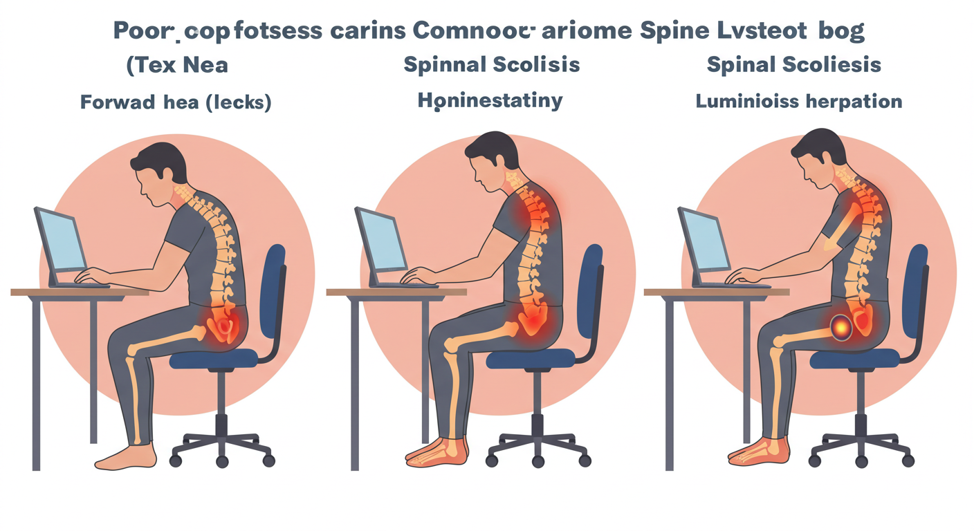 나쁜 자세로 인한 척추 질환에 관한 사진