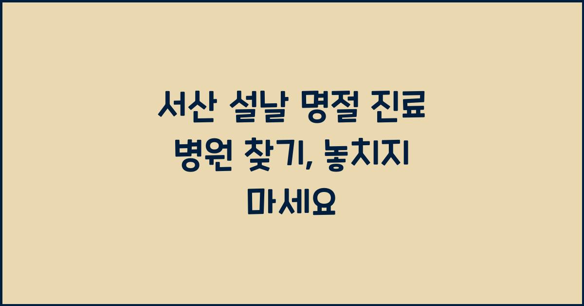 서산 설날 명절 진료 병원 찾기
