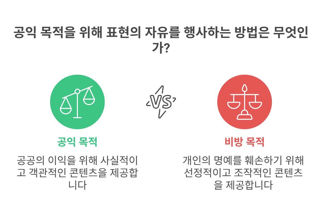 표현의 자유와 공익 목적의 경계는?