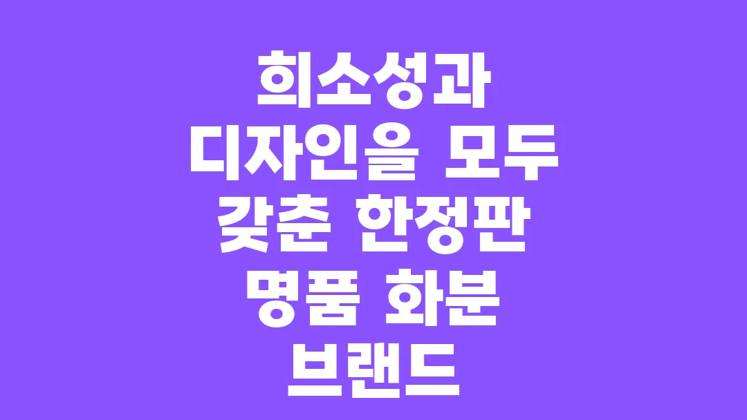 희소성과 디자인을 모두 갖춘 한정판 명품 화분 브랜드