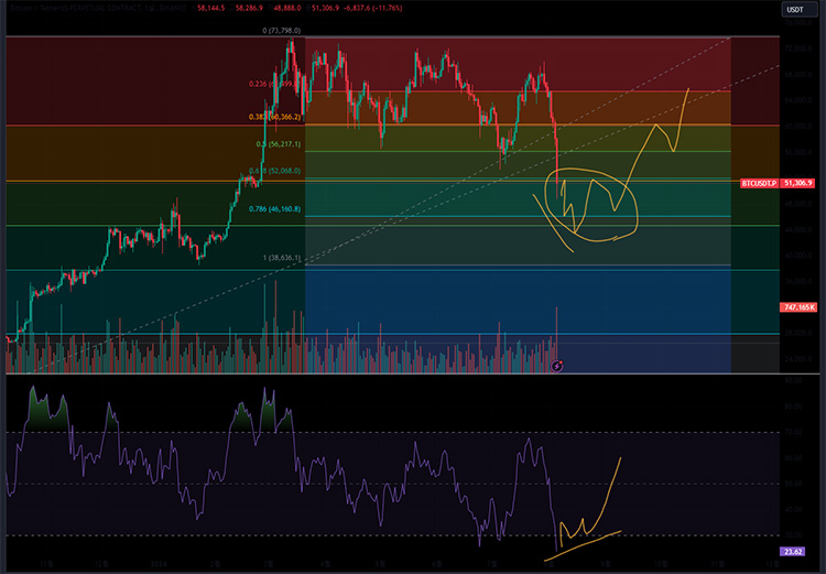2024년 8월 5일 비트코인 차트 분석과 전망