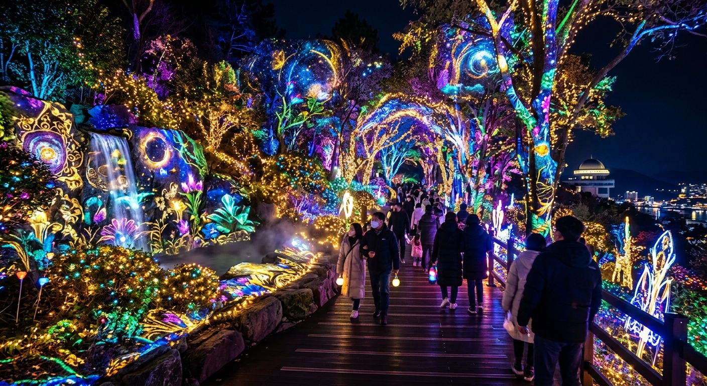 미디어아트의 정점, 빛으로 살아 움직이는 통영 디피랑의 밤.