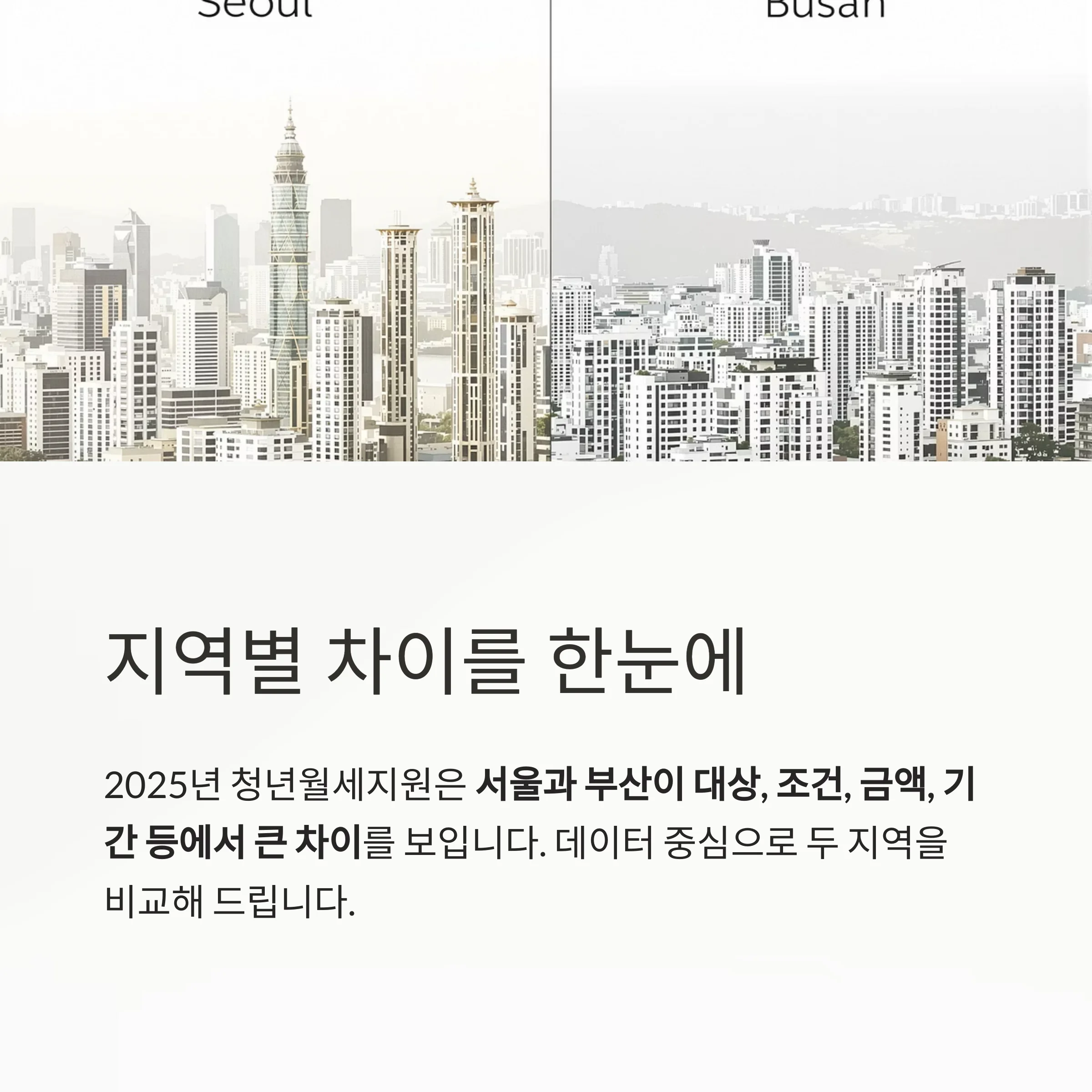 서울 vs 부산, 2025 청년월세지원