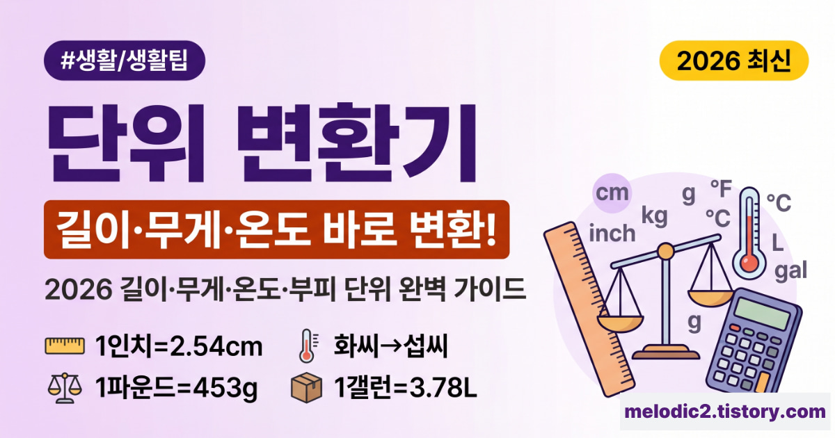 2026 단위 변환기 길이 무게 온도 부피 계산방법 총정리