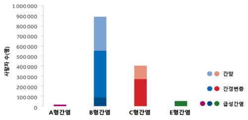 간암의 원이 70%를 차지하는 B형, C형 간염
