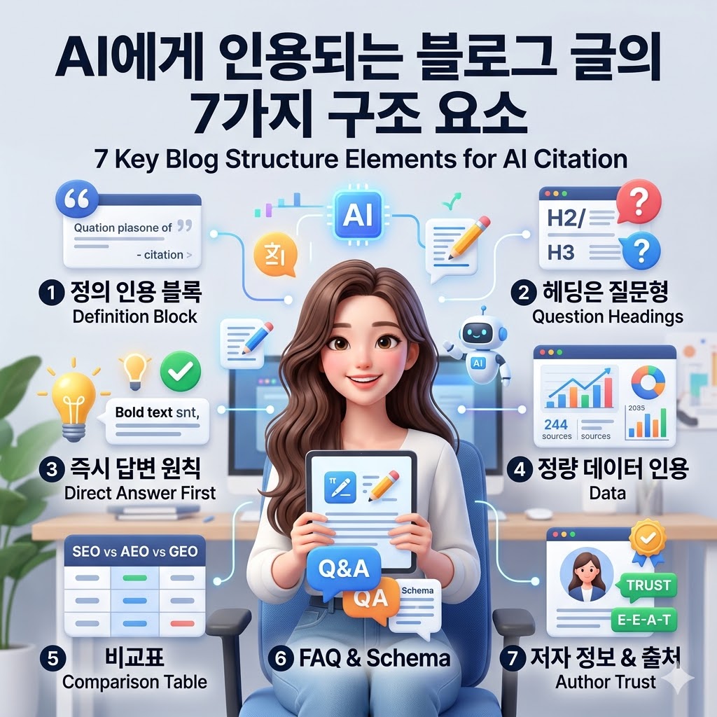 AI에게 인용되는 블로그 글의 7가지 구조 요소