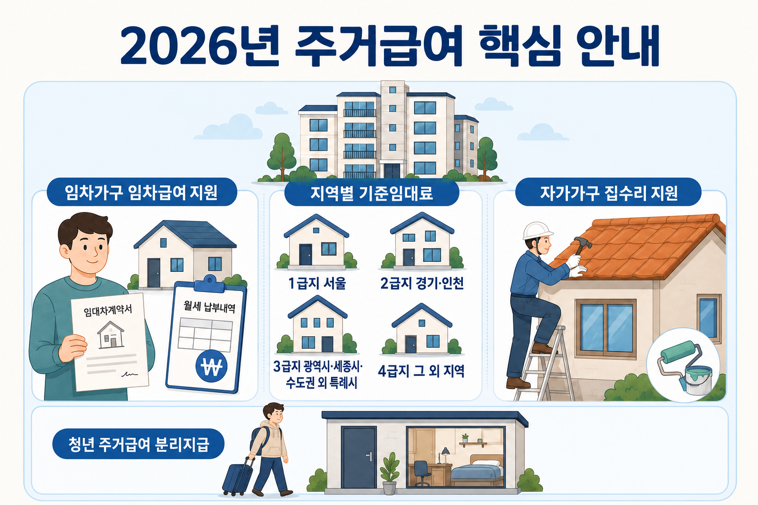 2026년 주거급여 임차급여 지역별 기준임대료 자가가구 집수리 청년 분리지급 안내