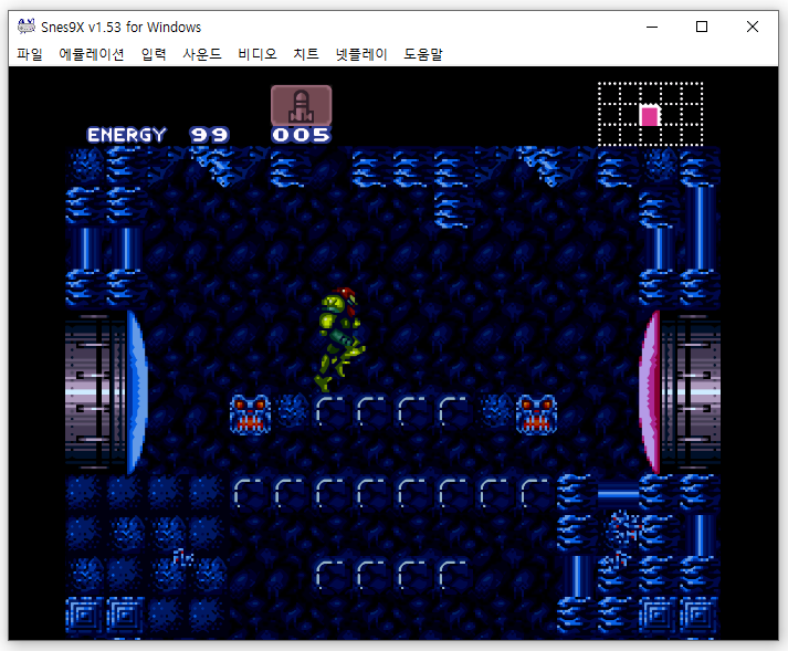 슈퍼메트로이드 플레이화면 한글