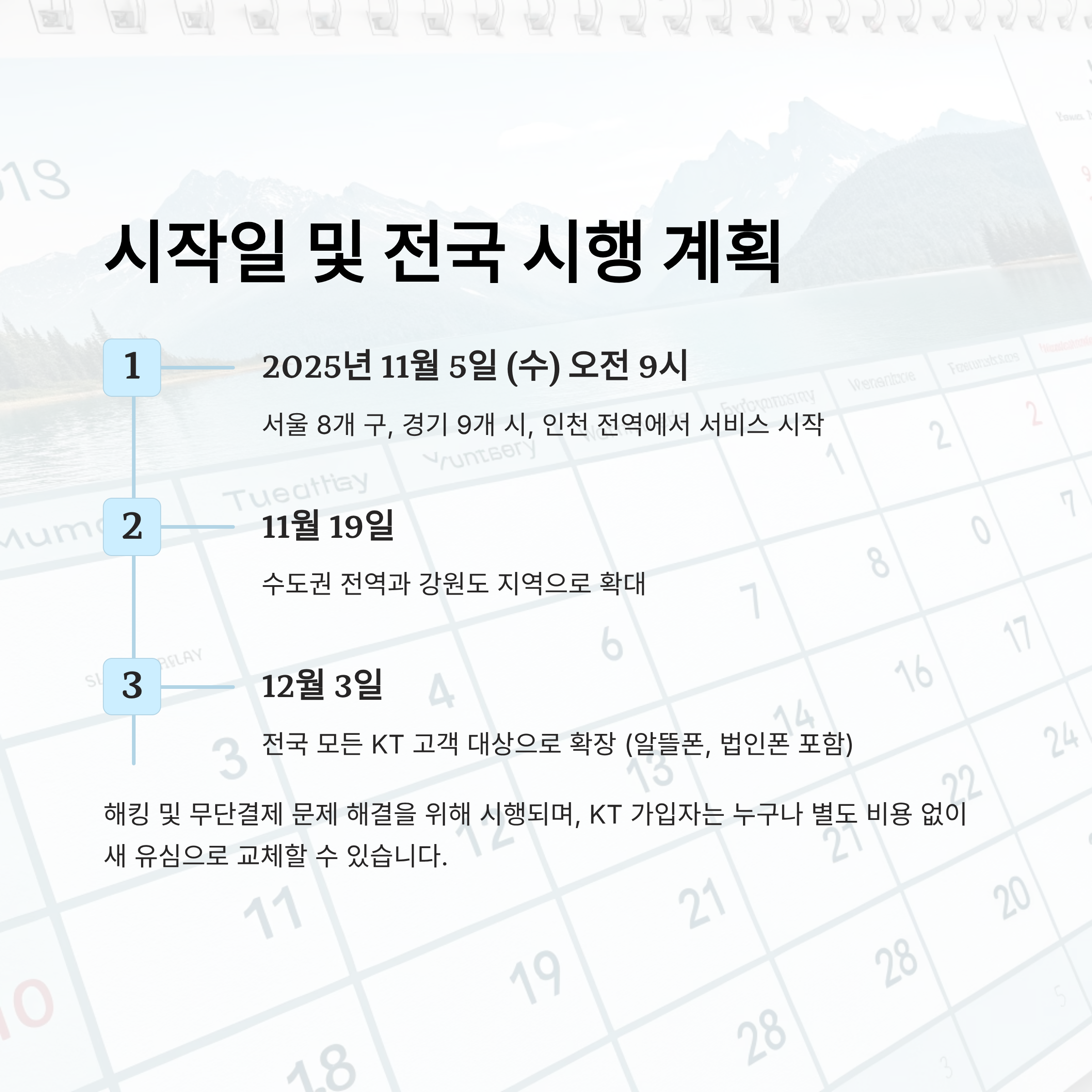 kt 유심 무상교체 시작일 알아보기