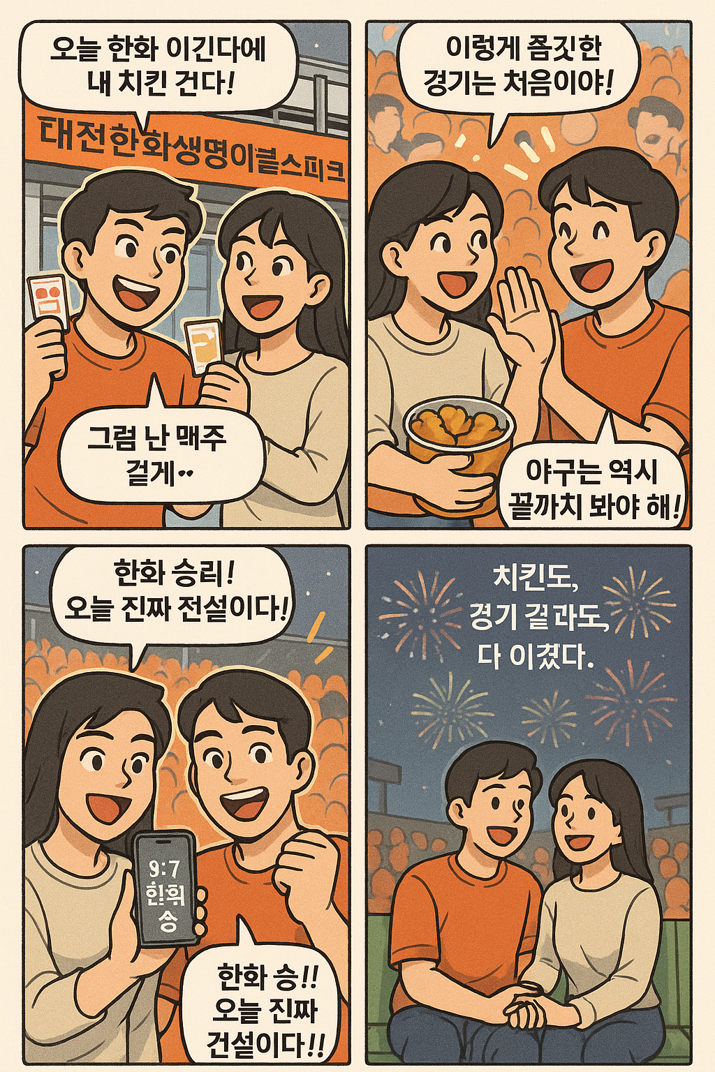 한화 이글스 행복 야구 4컷 만화, 2025년 5월 25일, 일요일 경기