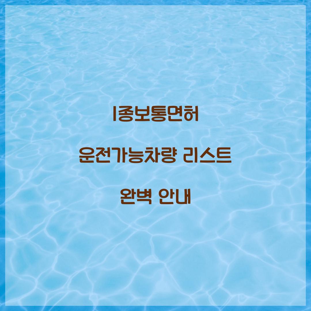 1종보통면허 운전가능차량 리스트