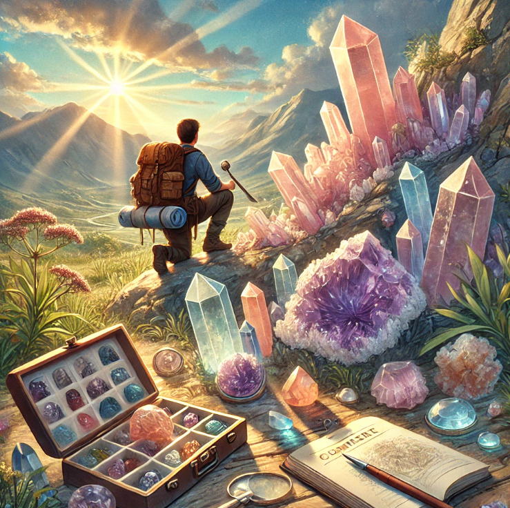 광물을 채집하는 탐험가