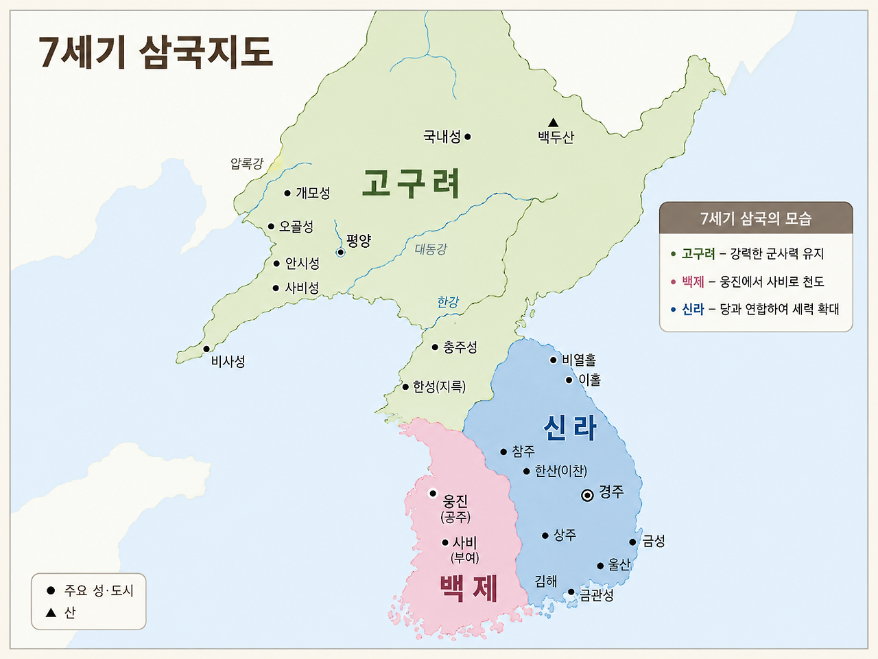 초등 한국사 삼국시대 지도