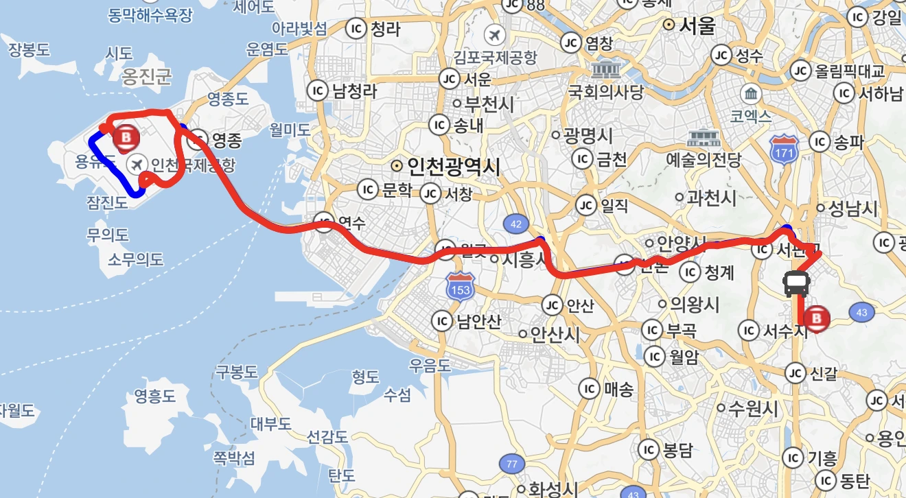인천공항 5400 버스 운행지도