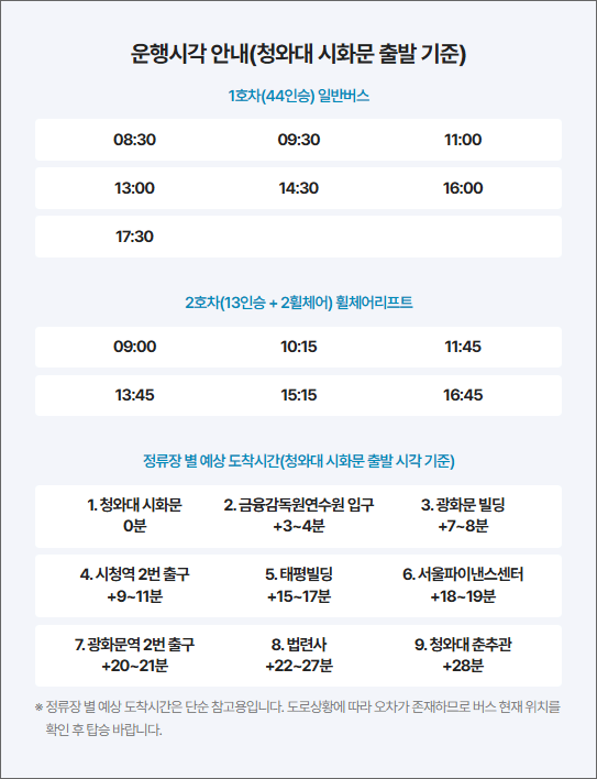 청와대셔틀버스운행시간