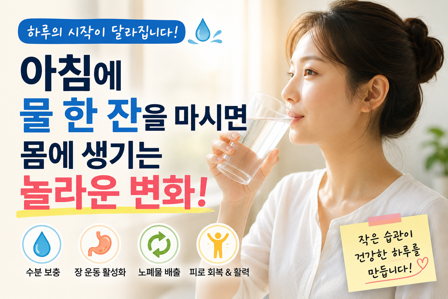 아침 물 한 잔 건강 효과 썸네일 이미지