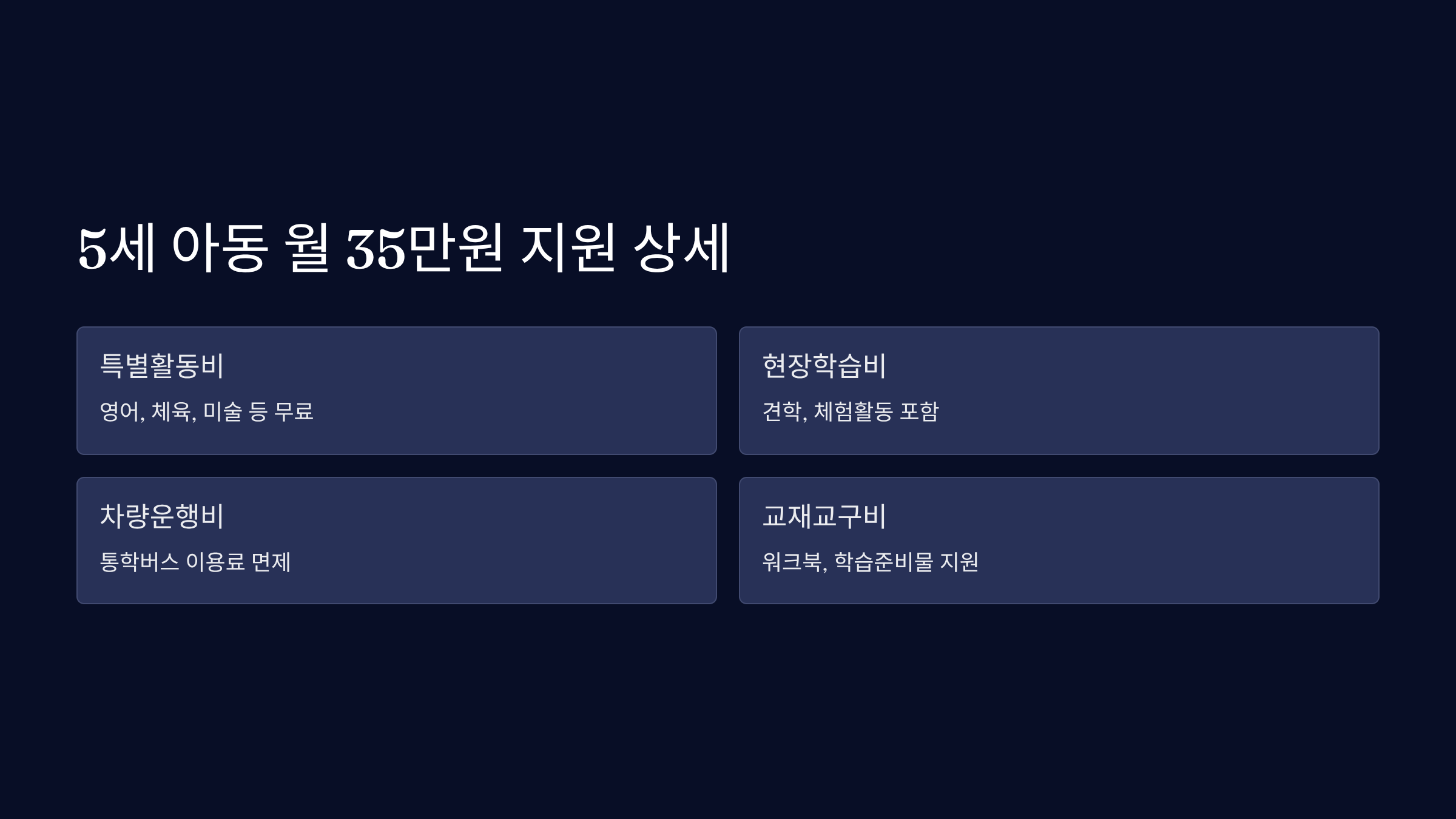5세 아동 월 35만원 지원 상세 내용