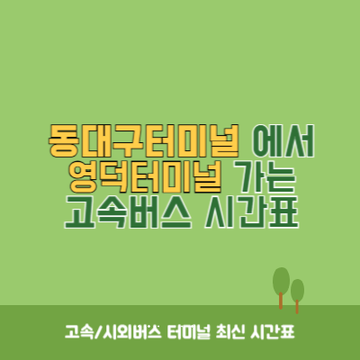 동대구터미널에서 영덕터미널 가는 고속버스 시간표 최신정보