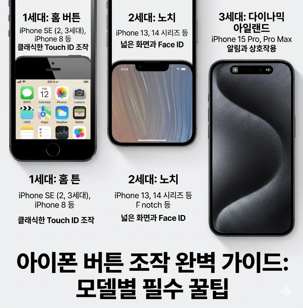 아이폰 버튼 활용법 (모델별 조작, 동작 버튼, 긴급 구조)