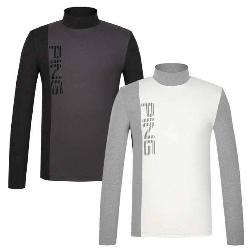 핑 핑골프티셔츠 KQF BK 남성 컬러 블록 배색 하이넥 긴팔 이너 티셔츠 111B3TI006