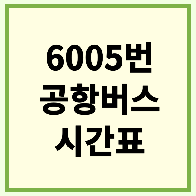 6005 공항버스 시간표 노선 요금