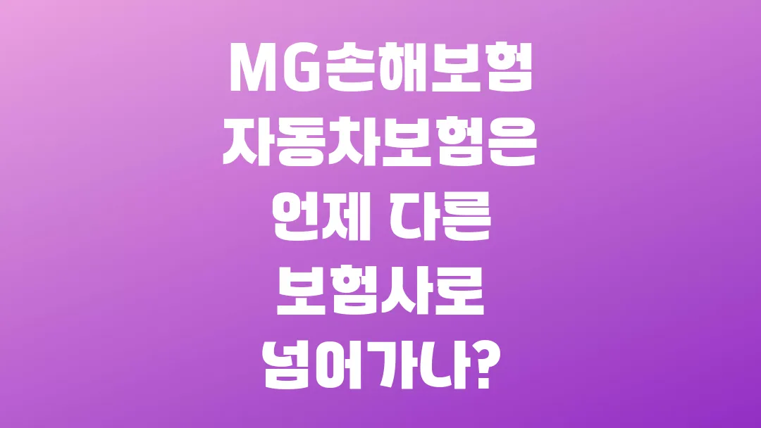 MG손해보험 자동차보험은 언제 다른 보험사로 넘어가나?