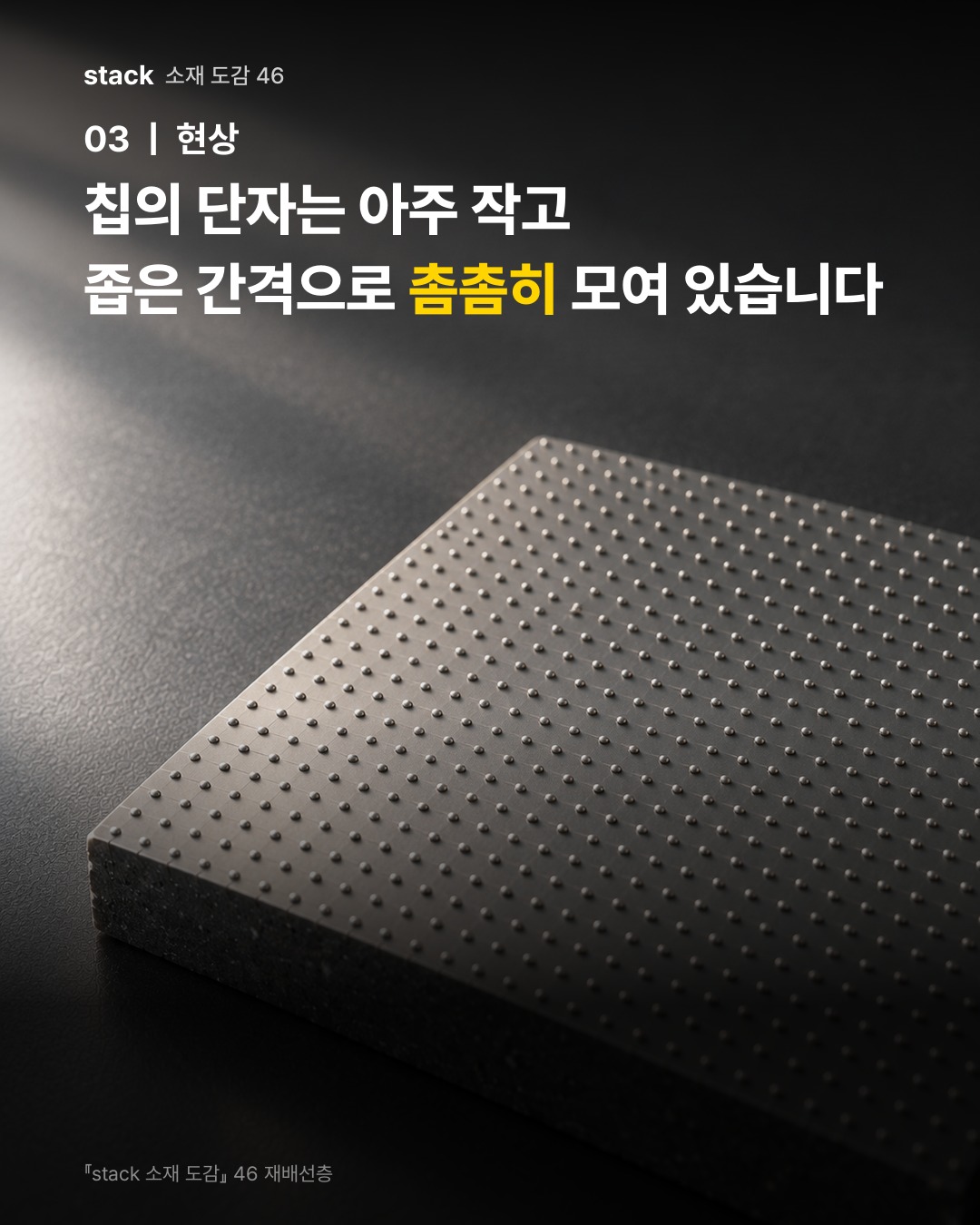 칩의 단자는 아주 작고 좁은 간격으로 촘촘히 모여 있습니다