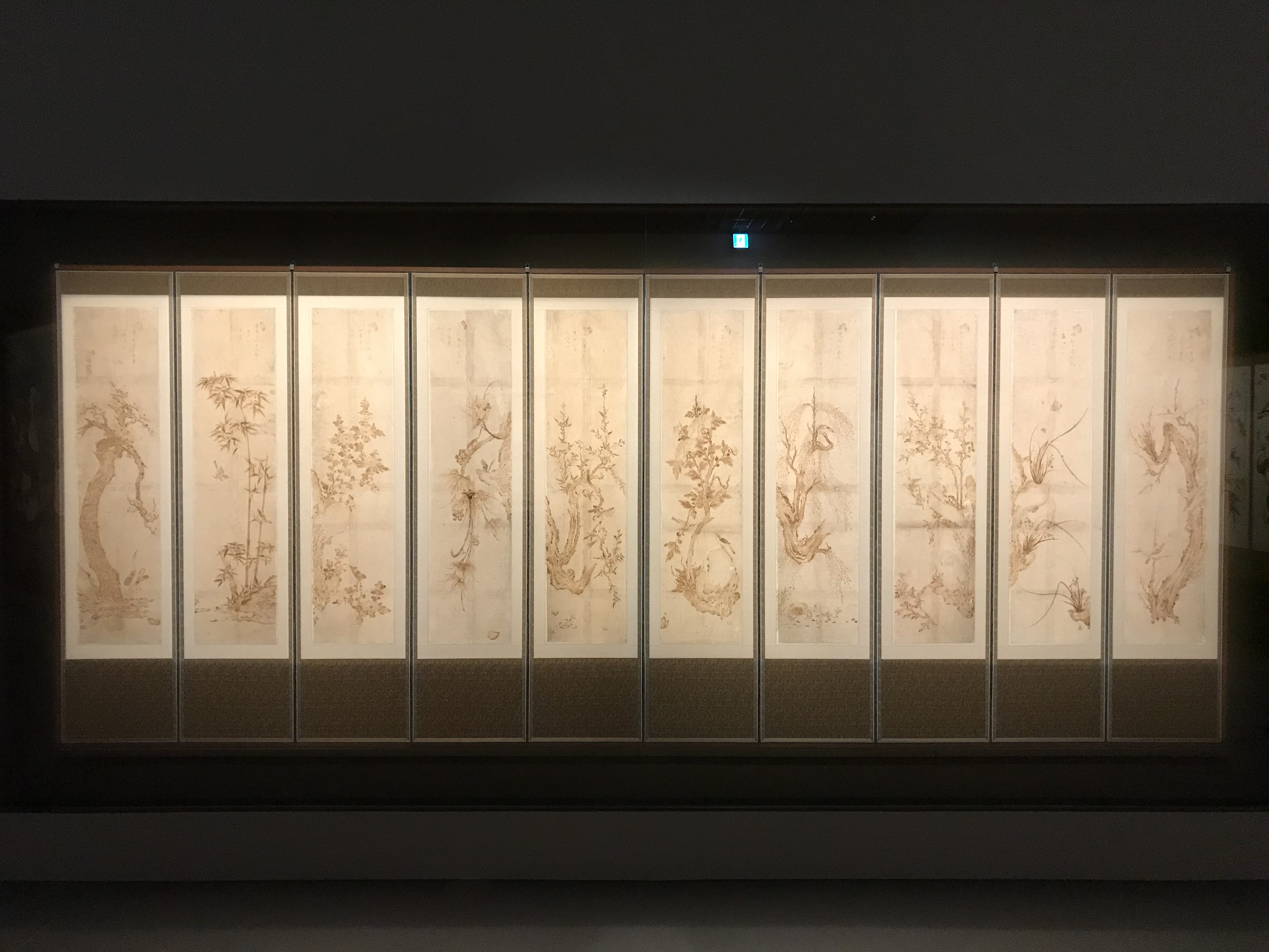 낙화화조도10폭병풍