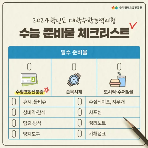 대학수학능력시험 준비물