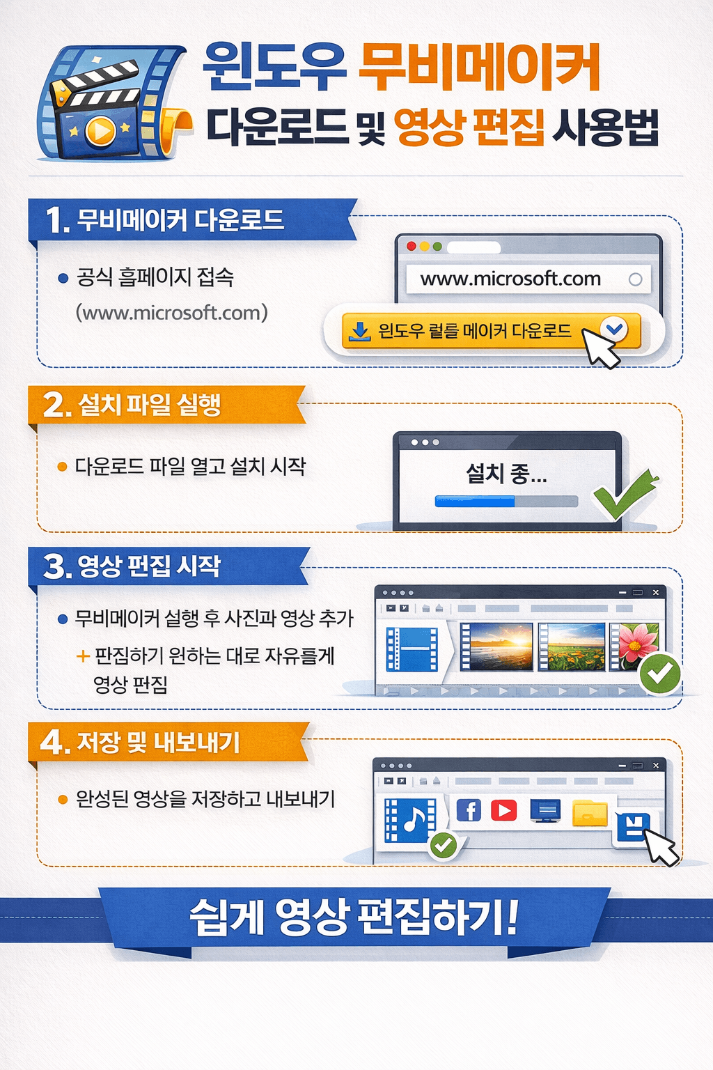 윈도우 무비메이커 다운로드 및 영상 편집 사용법