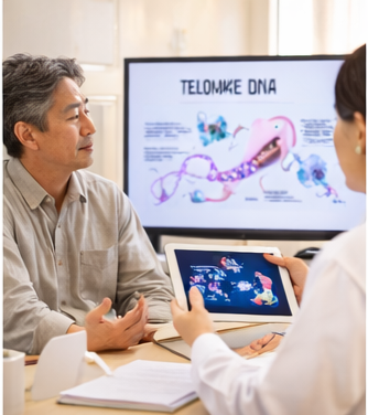 나이가 듬에 따라 감정조절이 잘 안되어 화와 분노을 자주내는 변화된 심리에 대해 병원에서 펠로미어효과를 설명들 듣고있는 중년
이미지출처: Gemini AI 생성