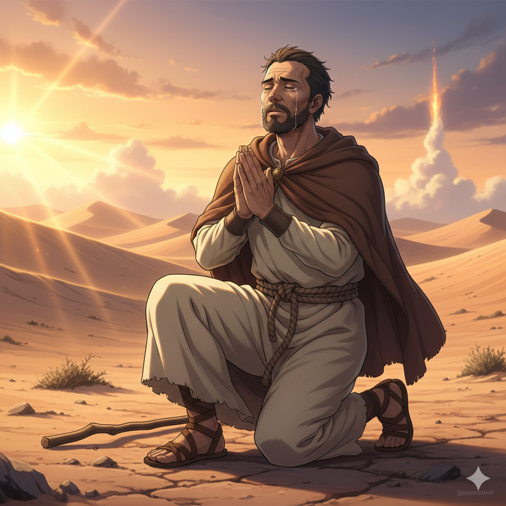 주님께 온전히 자신의 삶을 맡기는 기도 모습 - ai 생성