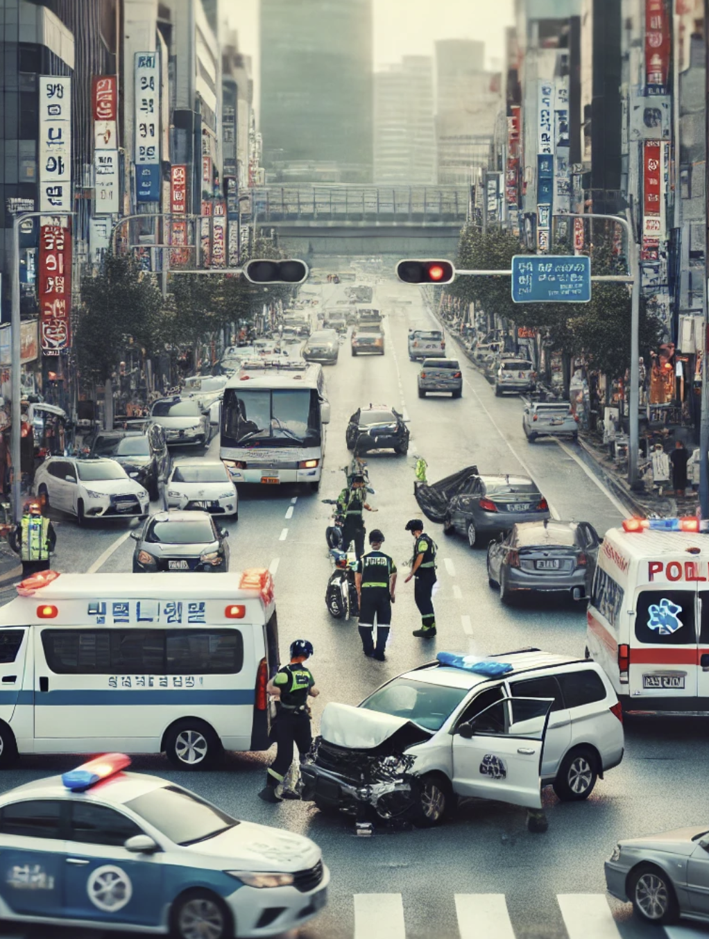 서울에서 발생한 교통사고 현장