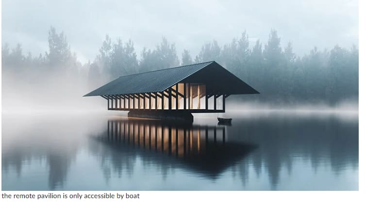 마크 소프의 수상관 '크리스탈 레이크 파빌리온' Marc thorpe designs a serene upstate pavilion suspended over a crystal lake
