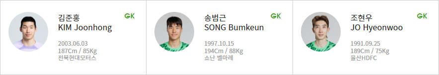 월드컵 3차 예선 선수 명단