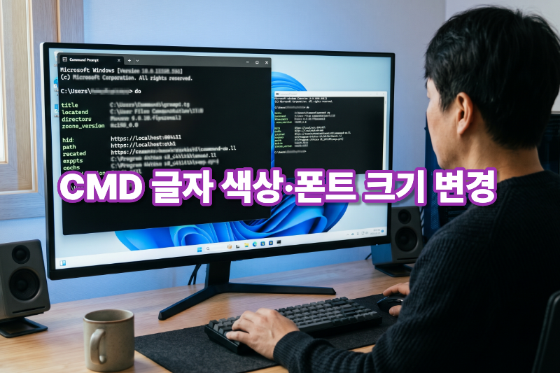 명령 프롬프트 CMD의 글자 색상과 폰트 크기를 보기 편하게 변경하는 방법