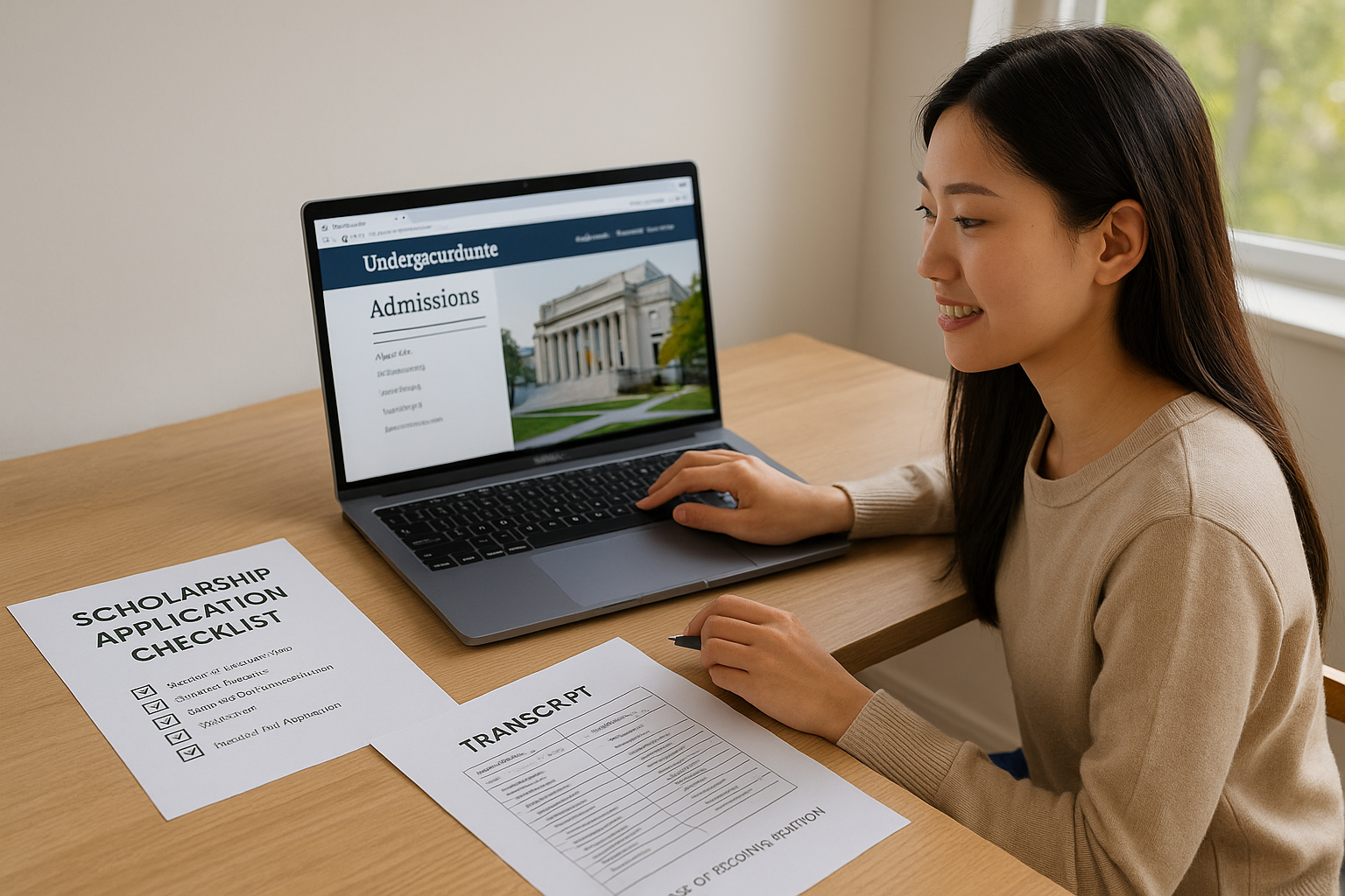 장학금 지원 준비를 하는 고등학생 자녀