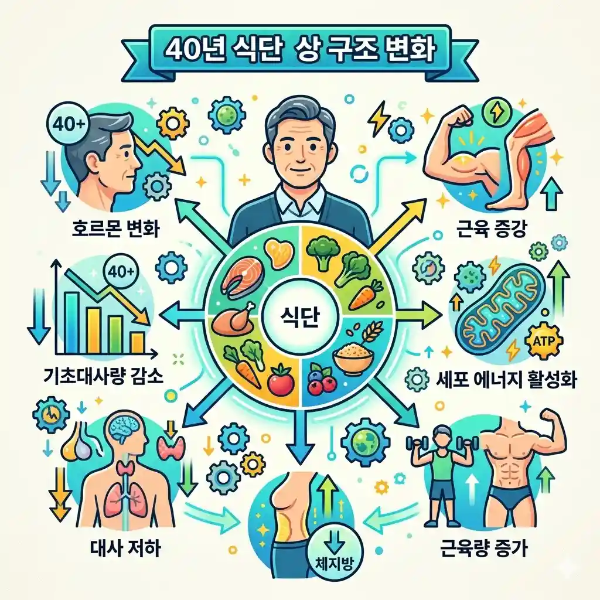 중년 체지방 줄이기 식단 대사 구조 변화