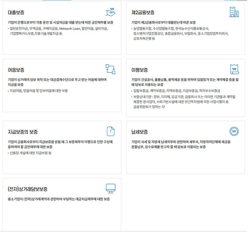 신용 보증의 종류