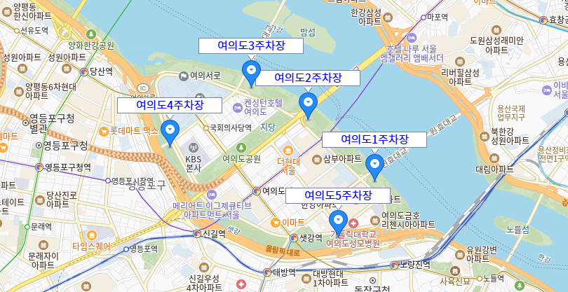 여의도 한강공원 주차장 지도
