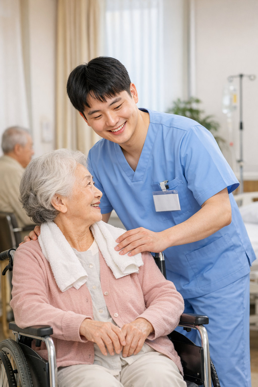 발달장애인이 요양병원에서 정규직으로 근무하는 모습