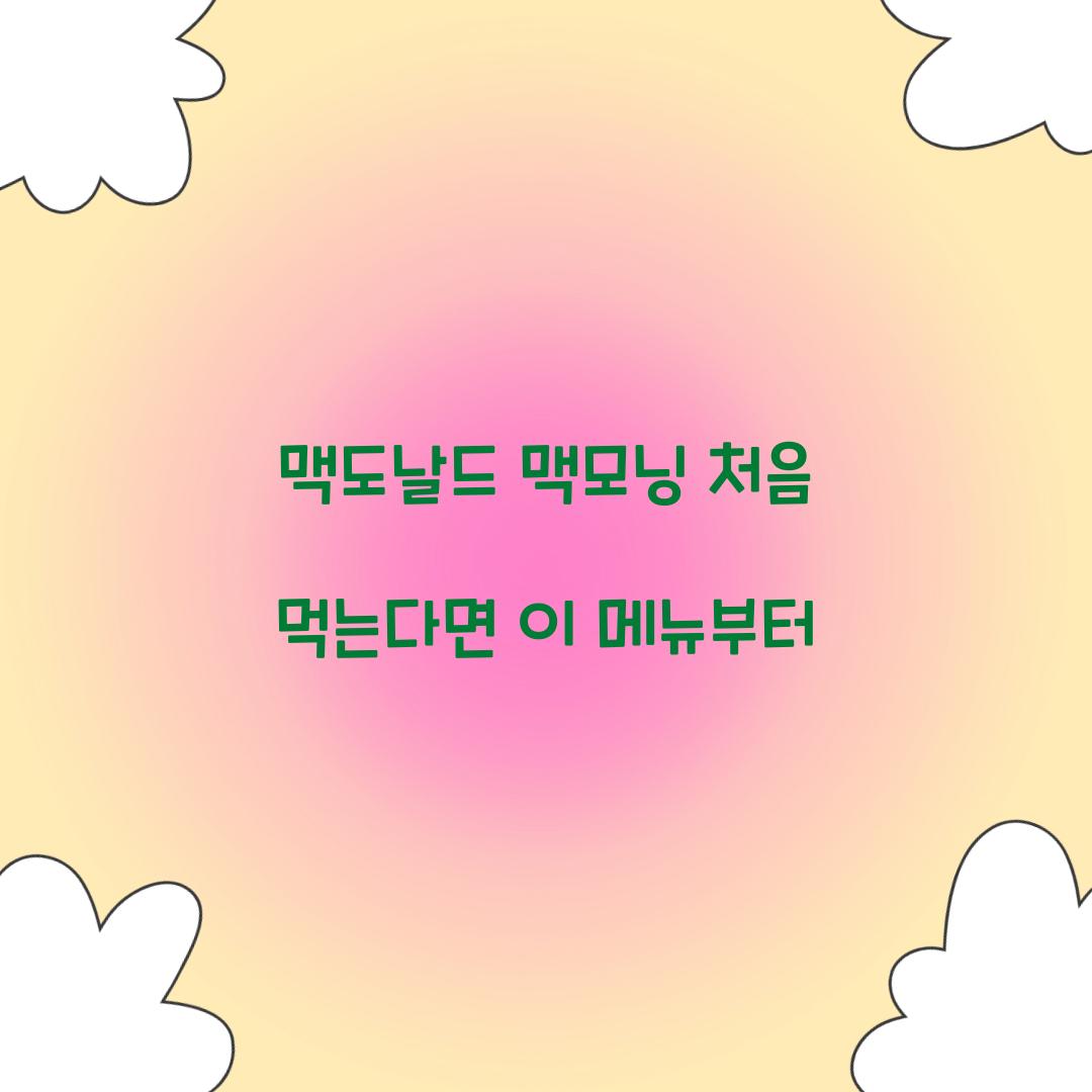 맥도날드 맥모닝 처음 먹는다면 이 메뉴부터