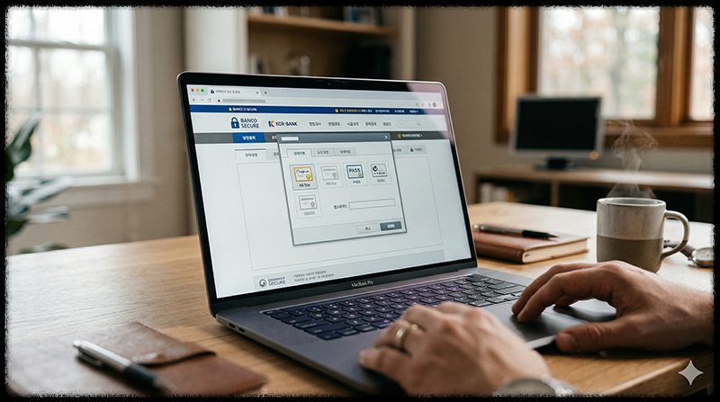 공동인증서 선택 화면이 정상적으로 표시되지 않는 모습