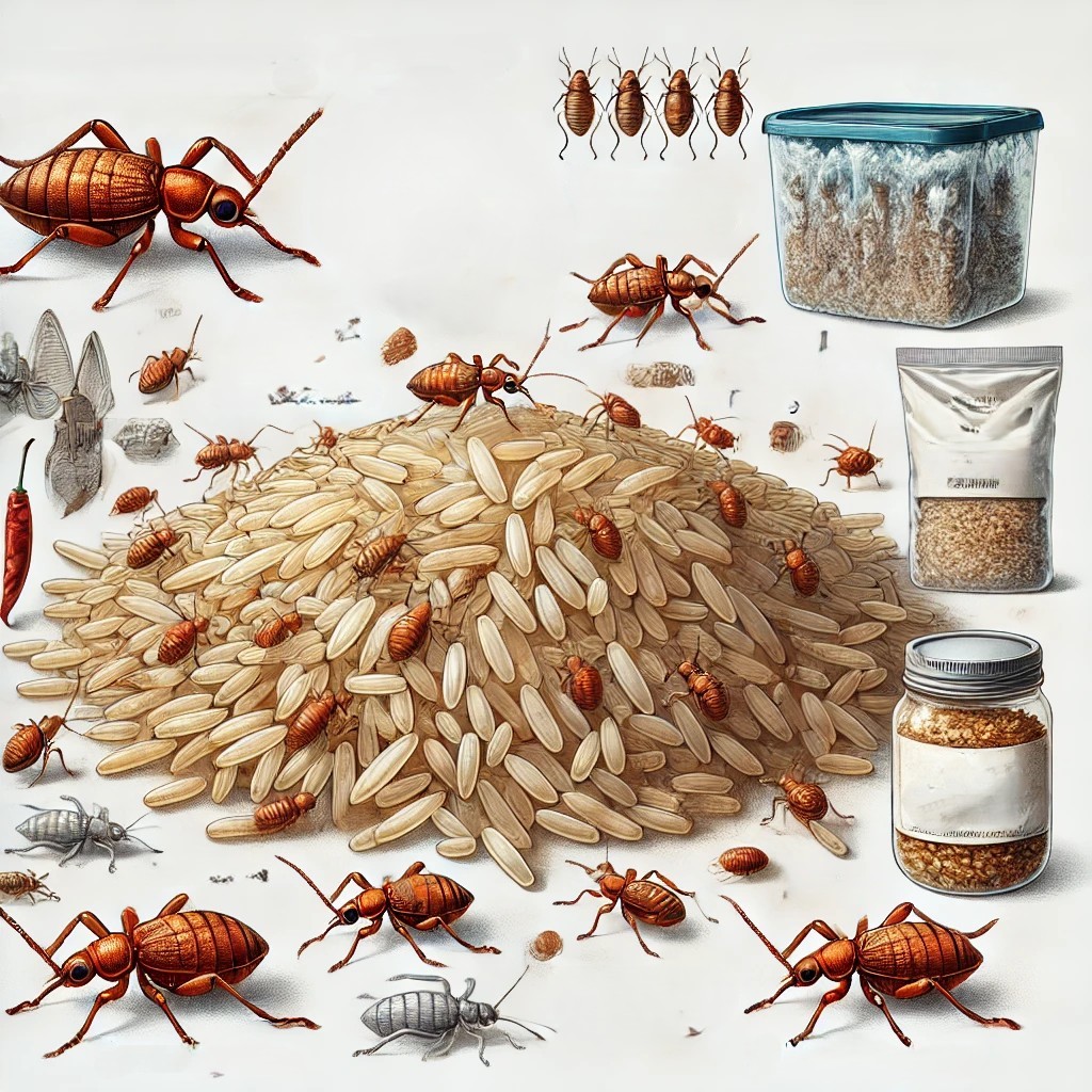 쌀에 쌀바구미가 생긴 사진