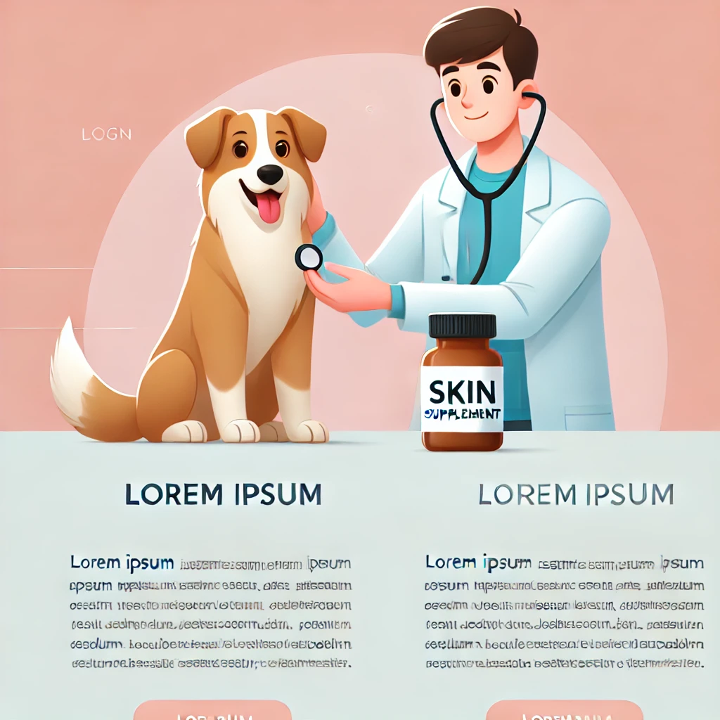 수의사가 강아지 피부를 진찰하며 영양제 추천