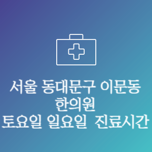 서울 동대문구 이문동 한의원 주말 토요일 일요일 문여는 병원 진료시간