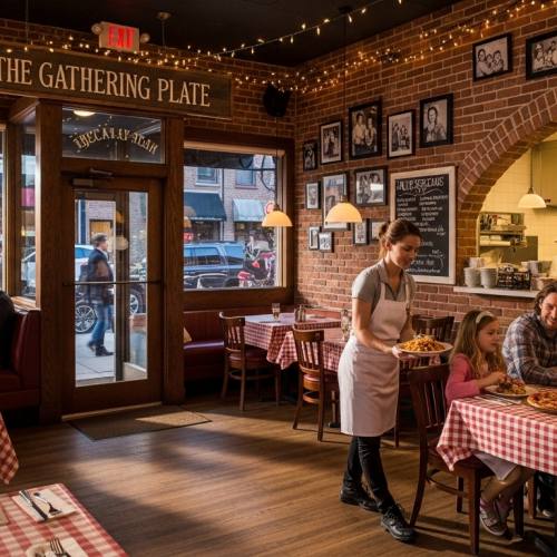 패밀리 레스토랑에서 식사하는 사진